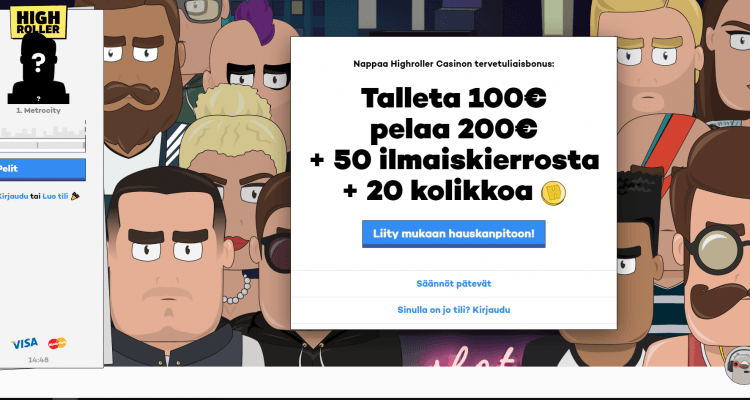 Talletusubonus Highroller nettikasinolla 100% 100e asti + 50 ilmaiskierrosta